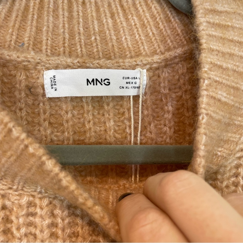 NWT Mango Contrasting Knit Sweater‎ Camel Large - Picture 8 of 13